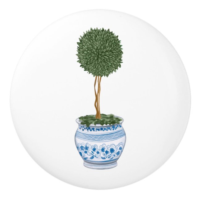 Chinoiserie Single Topiary Träd Knopp (Framsidan)