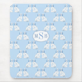Chinoiserie Stil Hundar Blue och White Monogramme Musmatta
