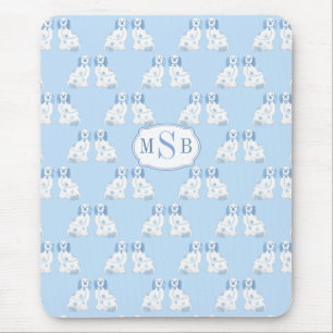 Chinoiserie Stil Hundar Blue och White Monogramme Musmatta