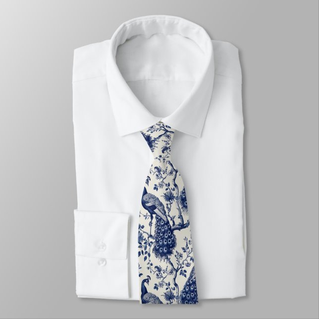 Chinoiserie Stil Peacock Neck Tie Slips (Bunden)