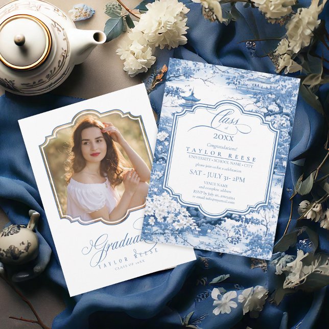 Chinoiserie Studenten Photo Template ID1098 Inbjudningar (Skapare uppladdad)