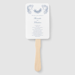 Chinoiserie Swans Blue White Wedding Program Fans