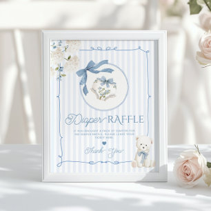 Chinoiserie Teddy Bear Coquette Bow Blöja lotteri Poster