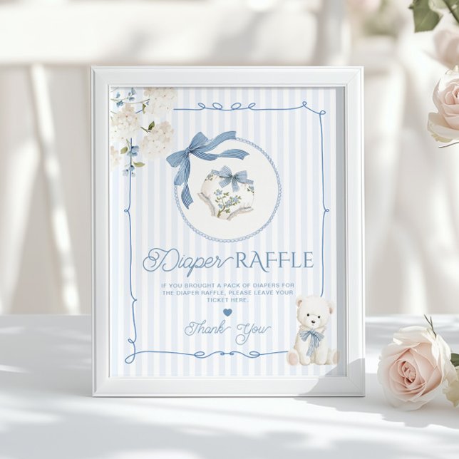 Chinoiserie Teddy Bear Coquette Bow Blöja lotteri Poster (Skapare uppladdad)