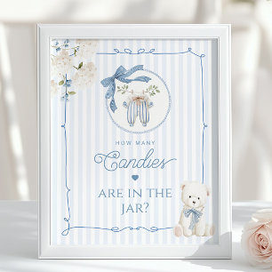 Chinoiserie Teddy Bear Hur många godisar spel Poster