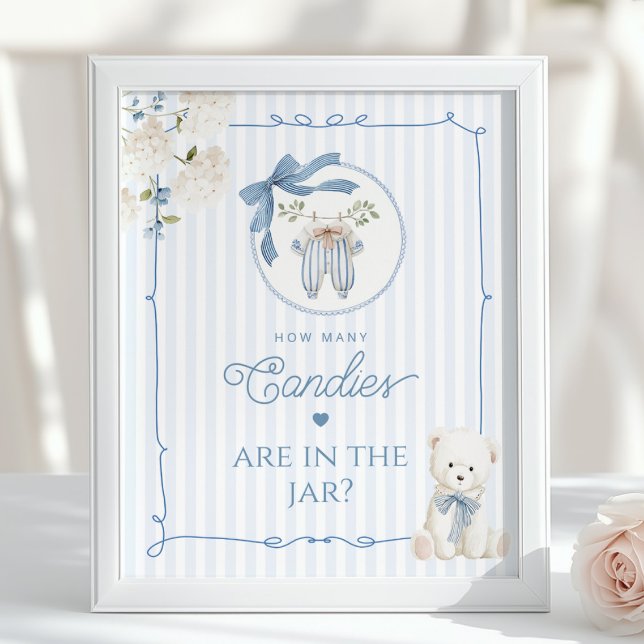 Chinoiserie Teddy Bear Hur många godisar spel Poster (Skapare uppladdad)