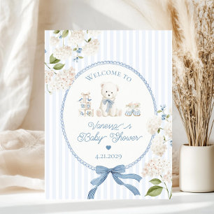 Chinoiserie Teddybjörn Fransk Baby Shower Välkomst Poster