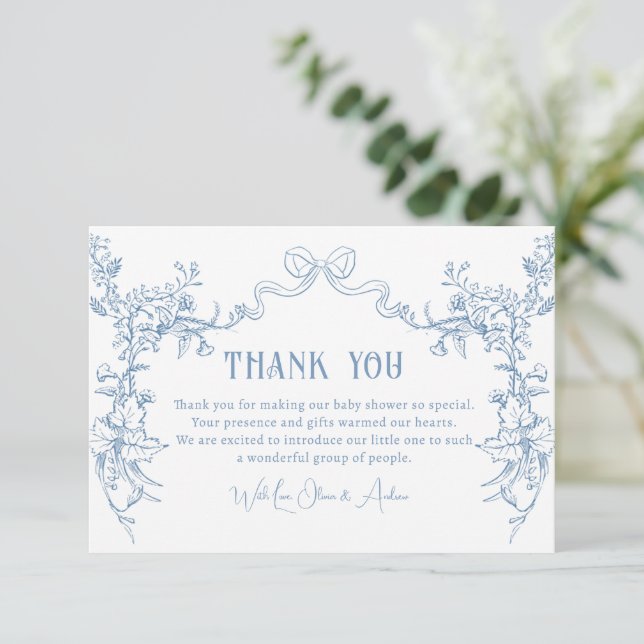 Chinoiserie Toile Baby Shower Thank You Card (Stående Fram)