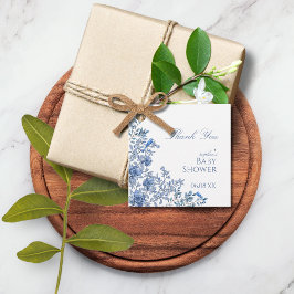 Chinoiserie Toile Blue Blommigt Baby Shower Gåvor Etiketter