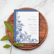 Chinoiserie Toile Dammt blå Blommig Bebisbad