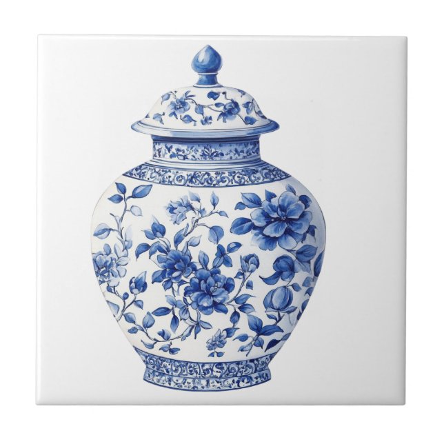 Chinoiserie Toile De Jouy-krukka Kakelplatta (Framsidan)