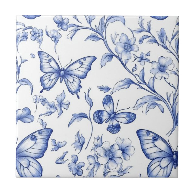 Chinoiserie Toile De Jouy Mönster Kakelplatta (Framsidan)