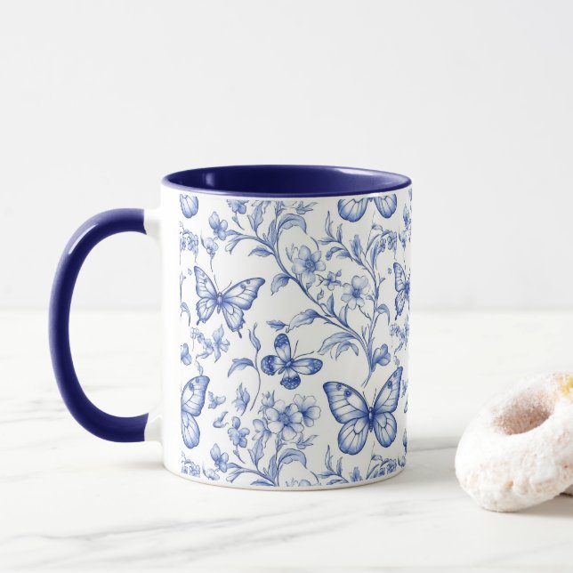 Chinoiserie Toile De Jouy Mönster Mugg (Med munk)