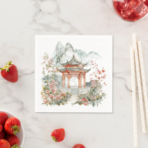 Chinoiserie Toile De Jouy Pagod Pappersservett