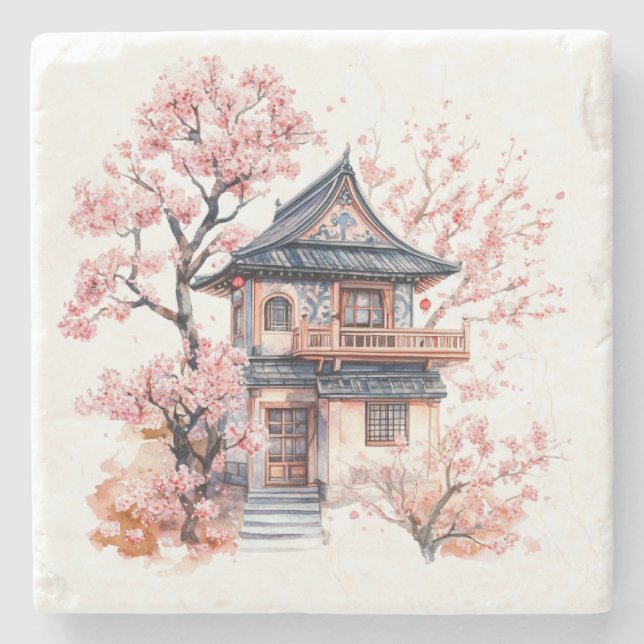 Chinoiserie Toile De Jouy Pagod  Stenunderlägg (Framsidan)