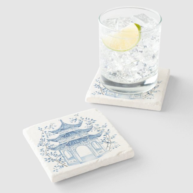Chinoiserie Toile De Jouy Pagod  Stenunderlägg (Sidan)