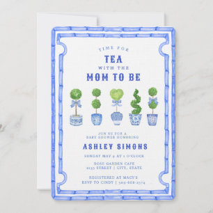 Chinoiserie Topiary Baby Shower Tea Party Inbjudningar