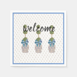 Chinoiserie Topiary Blue White Ginger Jar Doormat Pappersservett