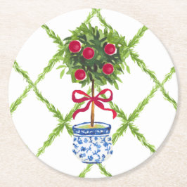 Chinoiserie Topiary Helgdag Underlägg Papper Rund