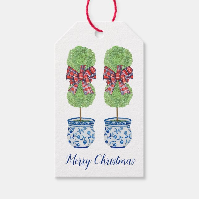 Chinoiserie Topiary jul Gift Märkre, Ginger Burk Presentetikett (Framsidan)