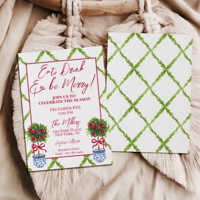 Chinoiserie Topiary jul Party Inbjudningar (Skapare uppladdad)