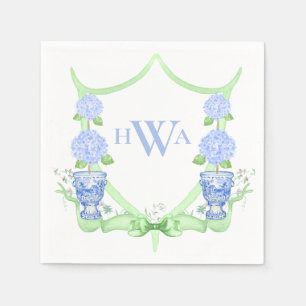 Chinoiserie Topiary Monogram Vapensköld GrandMille Pappersservett