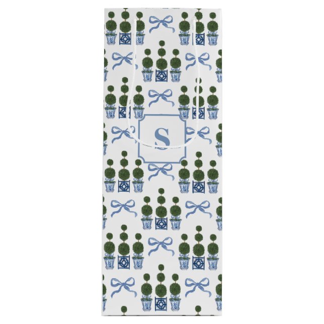 Chinoiserie Topiary Träd Blå Slinga (Framsidan)