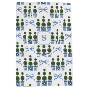 Chinoiserie Topiary Träd Blue Bow