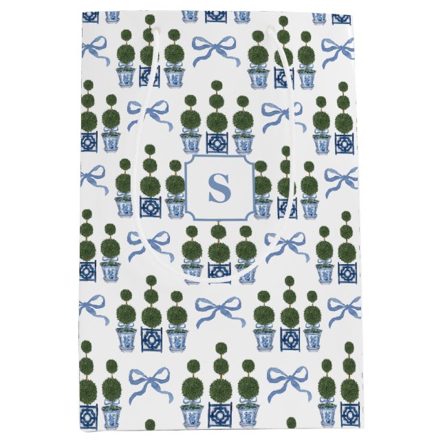 Chinoiserie Topiary Träd Blue Bow (Framsidan)