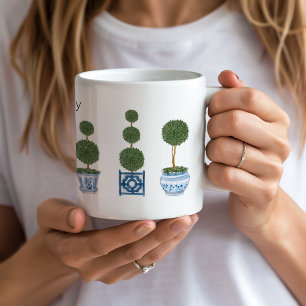 Chinoiserie Topiary Träd Trio Ceramic Kaffemugg