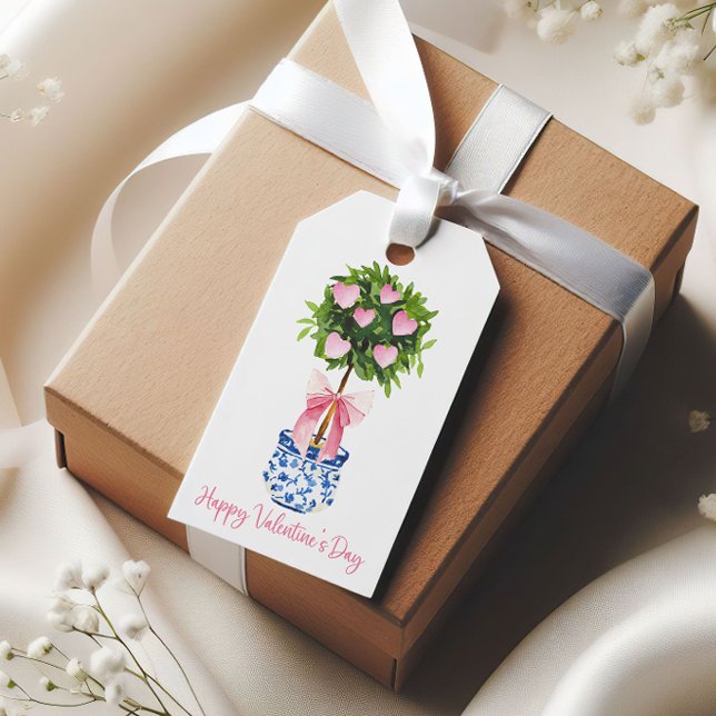Chinoiserie Topiary Valentine Day Presentetikett (Skapare uppladdad)