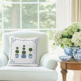 Chinoiserie Träd med Topiary och slingor Kudde