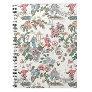 Chinoiserie Trädgård Toile, Turkos och Rosa Anteckningsbok