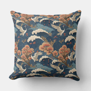 Chinoiserie Trana & Körsbärsblom Japansk Design Kudde