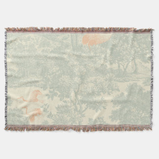 Chinoiserie Trana Toile Botanisk Asiatisk Trädgård Filt
