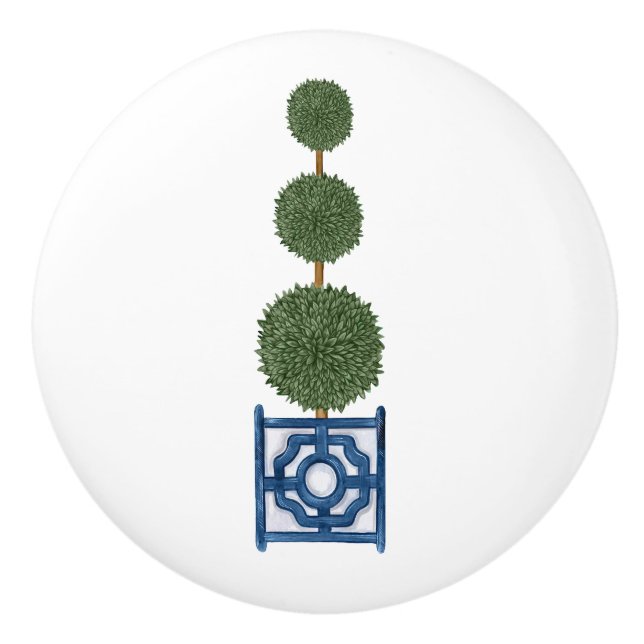 Chinoiserie Triple Topiary Träd Knopp (Framsidan)
