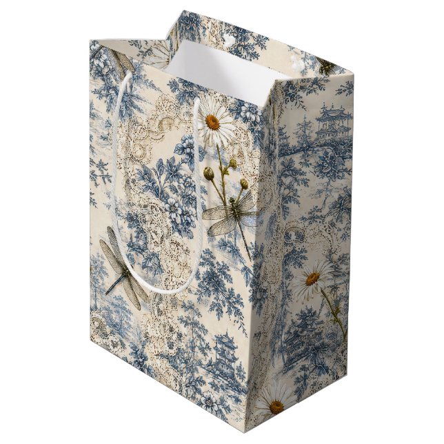 Chinoiserie Trollsländor, Margariter och Spets (Baksidan Vinklad)