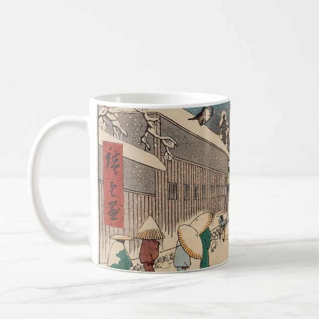 Chinoiserie Ukiyo-e Japans vinter snö landskap Kaffemugg (Vänster)