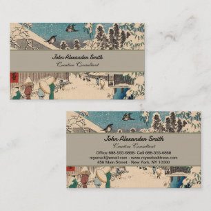 Chinoiserie Ukiyo-e Japans vinter snö landskap Visitkort