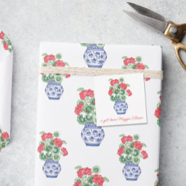 Chinoiserie Vas i Red Geraniums Gift-hölje Anteckningskort