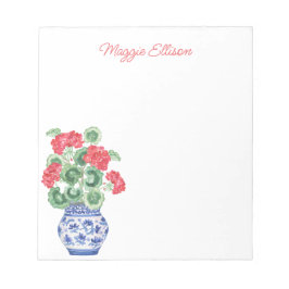Chinoiserie Vas i Red Geraniums Personlig Anteckningsblock