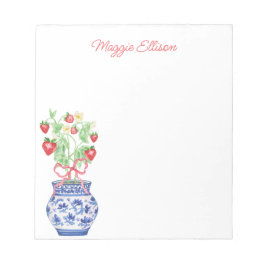 Chinoiserie Vas i Red Strawbär Personlig Anteckningsblock