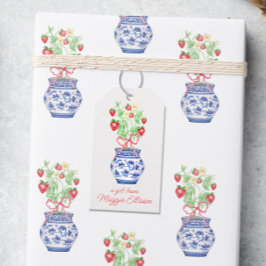 Chinoiserie Vas i Red Strawbär Personlig Presentetikett