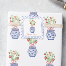 Chinoiserie Vas Red Strawberry Gift-hölje Anteckningskort