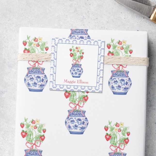 Chinoiserie Vas Red Strawberry Gift-hölje Anteckningskort (Skapare uppladdad)