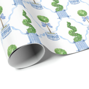 Chinoiserie Vattenfärg Topiary Presentpapper