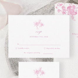 Chinoiserie Victorian Toile Rosa Bröllop OSA Card