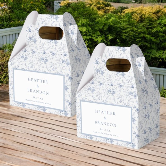 Chinoiserie Vintage Blommig Blå Bröllop Presentaskar (Skapare uppladdad)