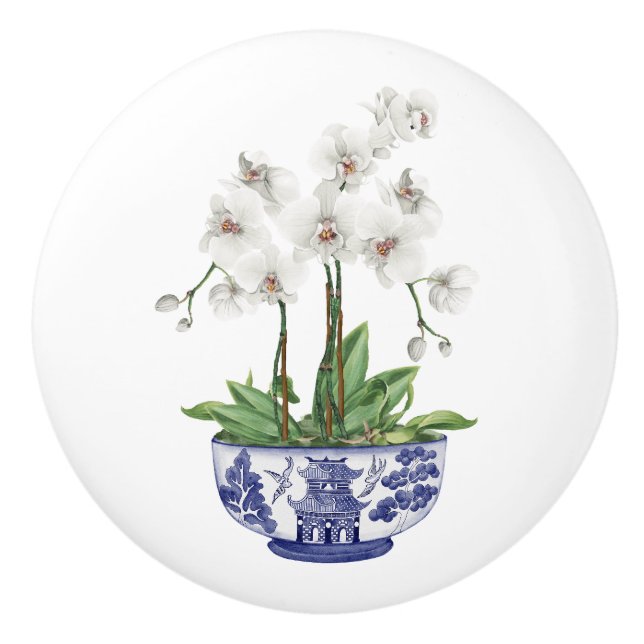 Chinoiserie Vit Orkidé  Knopp (Framsidan)