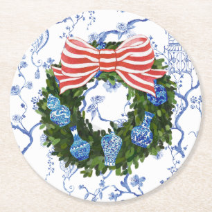 Chinoiserie Wandee, jul Ginger Burk, Party Underlägg Papper Rund